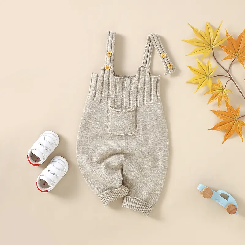 Newborn Baby Rompers Clothes Fashion Sleeveless Solid Knitted Infant Kids Boys Girls Strap Jumpsuits Costume 0-18m Children Wear