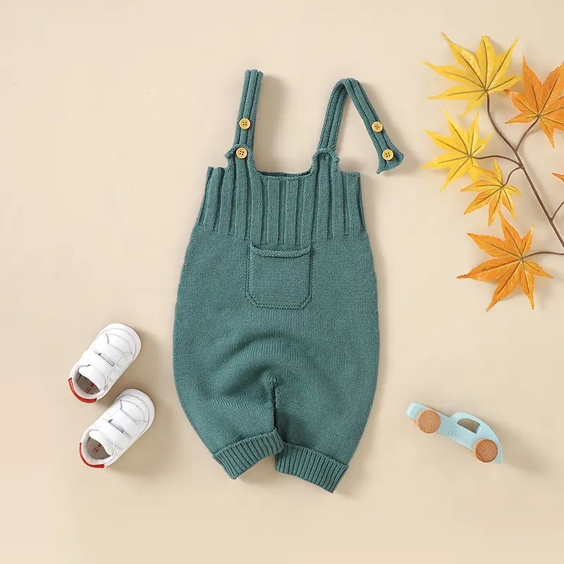 Newborn Baby Rompers Clothes Fashion Sleeveless Solid Knitted Infant Kids Boys Girls Strap Jumpsuits Costume 0-18m Children Wear