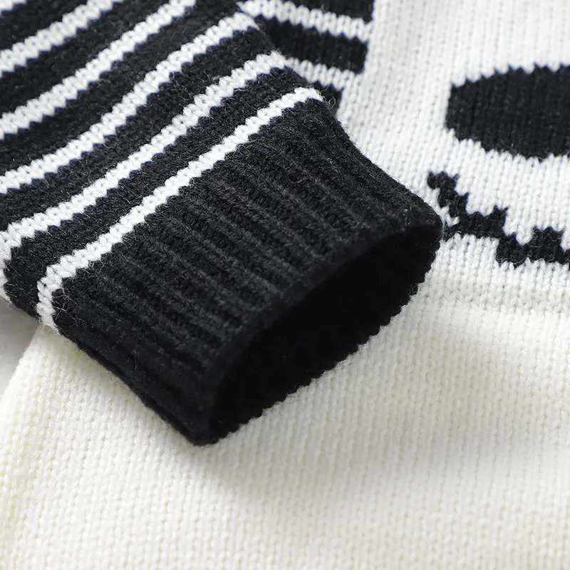 Halloween Newborn Baby Bodysuits Winter Black White Skeleton Long Sleeve Knitted Infant Kids Boy Girl Onesie Jumpsuits One Piece