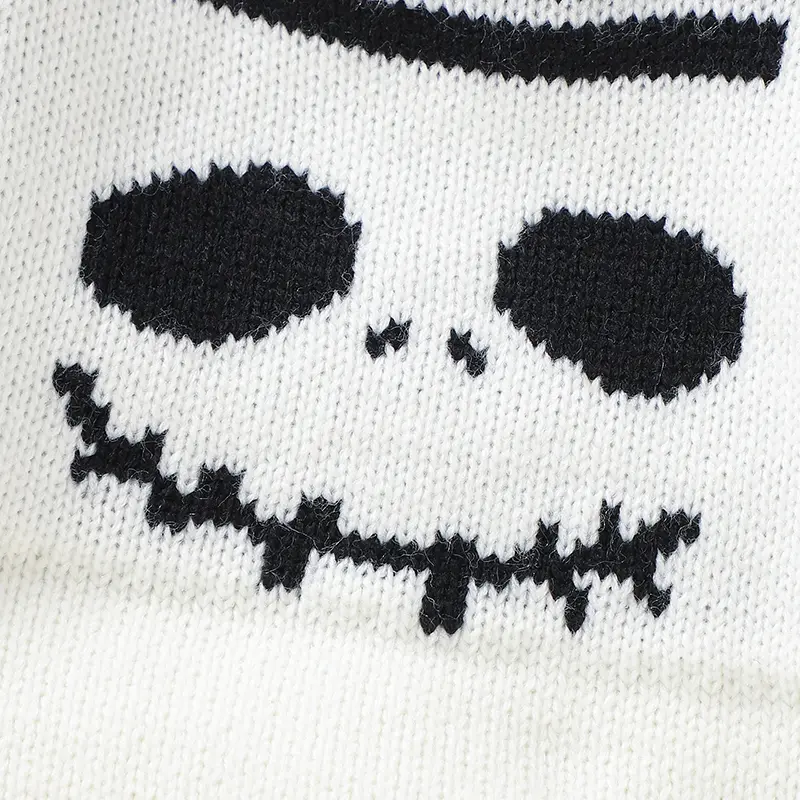 Halloween Newborn Baby Bodysuits Winter Black White Skeleton Long Sleeve Knitted Infant Kids Boy Girl Onesie Jumpsuits One Piece