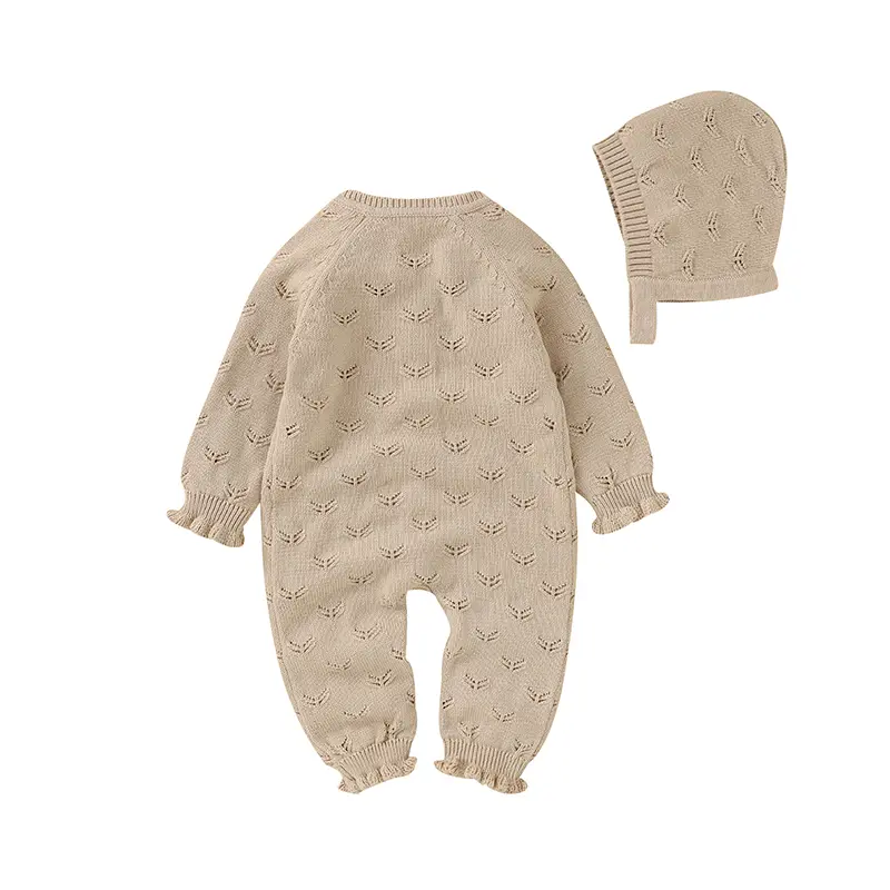 Baby Girl Knitted Rompers Autumn Solid Newborn Infant Boys Long Sleeve Jumpsuits Clothes 0-18m Toddler One Pieces Cotton Outfits