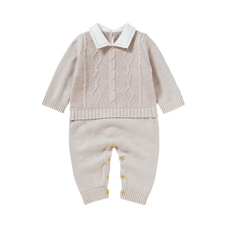 Fashion Baby Boys Gentlemen Style Rompers Clothes Autumn Turtle Neck Long Sleeves Knitting Newborn Infant Cotton Jumpsuits 0-18m