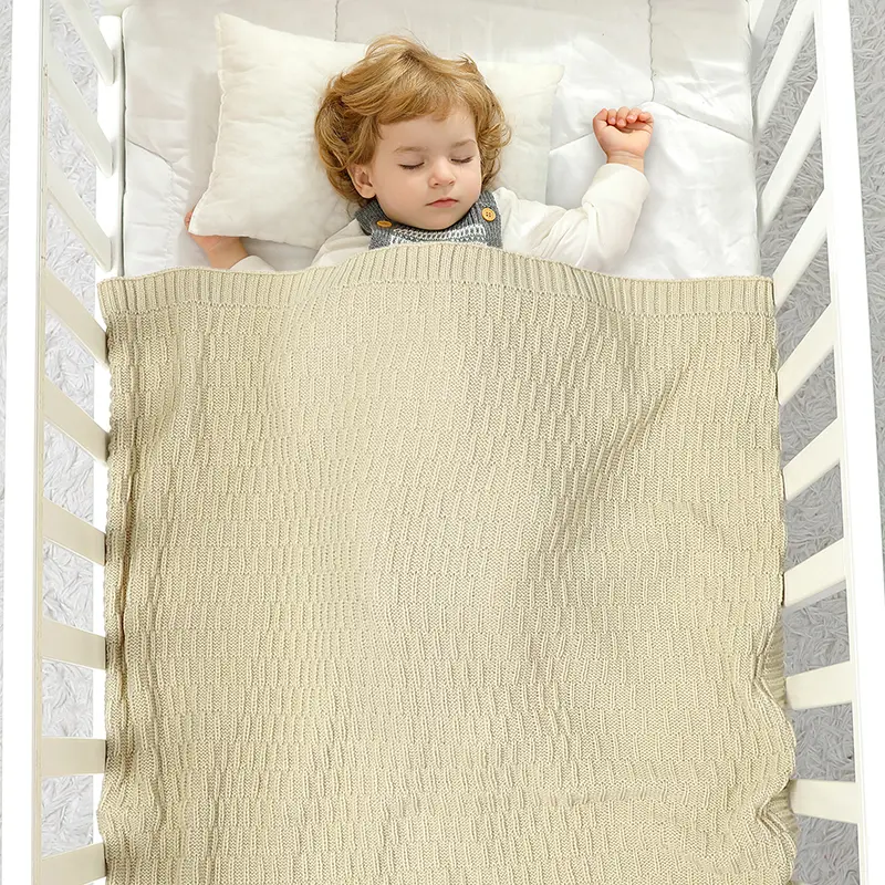 82W1846 Baby Stroller Blankets Swaddle Wrap 90*70cm Knitted Newborn Boys Girls Solid Basket Bedding Sleeping Covers Infant Recei