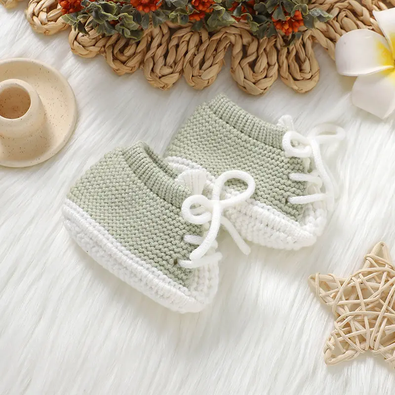 Baby Booties Knitted Infant Boy Girl Non-Slip First Walkers 0-18m Newborn Netural Soft Soled Crib Shoes Toddler Outdoor Footwear