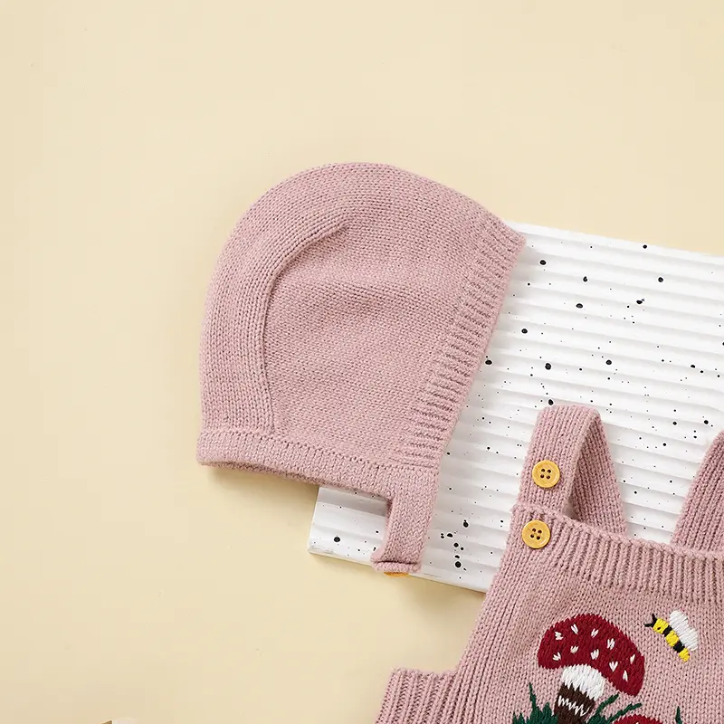 2pcs/Set Baby Bodysuits Hats Clothes Casual Outwear Sleeveless Knitted Newborn Boys Girls Onesie Outfits 0-18m Toddler Jumpsuits