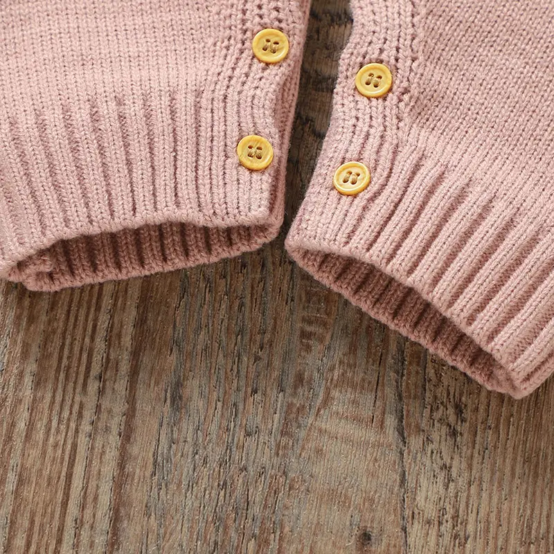 Fashion Pink Letter Knit Newborn Baby Girls Romper Clothes Spring Fall Winter Infant Toddler Outwear Jumpsuit One Piece Playsuit