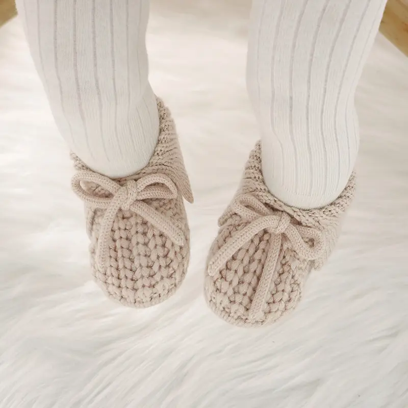 Knitted Baby Booties Newborn Babies Girls Anti-Slip First Walkers Shoes Comfortable Soft Soled Infant Indoor Outdoor Crawl Crib