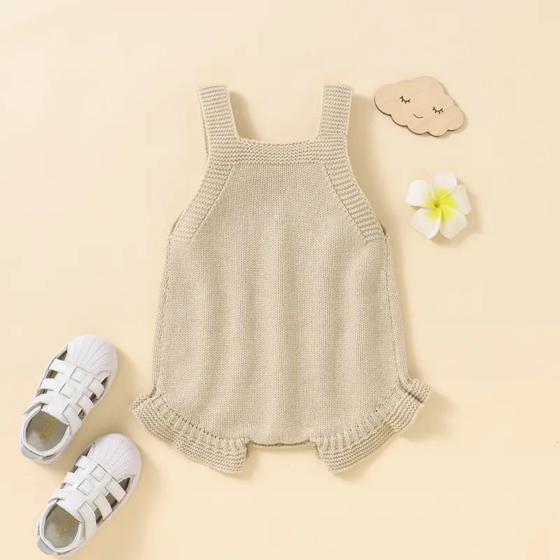 Infant Baby Girl Bodysuits Sleeveless Knitted Newborn Strap Onesie Jumpsuits One Piece Toddler Outwear Coveralls Outfits 0-18m