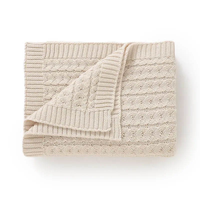 Baby Blankets Swaddle Wrap Solid Knitted for Newborn Boys Girls Stroller Bedding Accessories Infantil Crib Nap Cellular 100*80cm