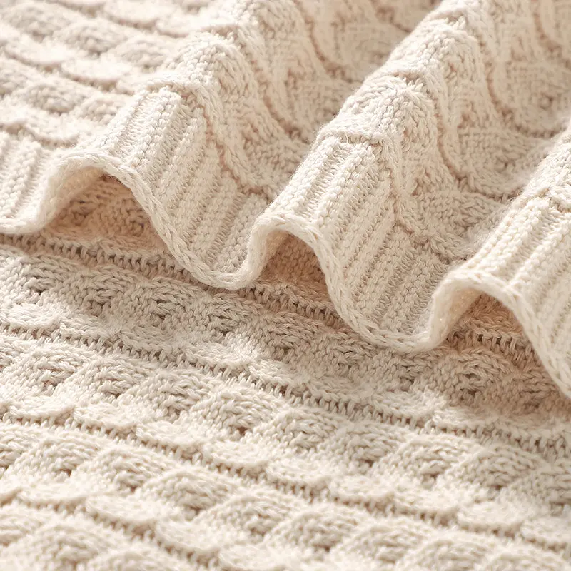 Baby Blankets Swaddle Wrap Solid Knitted for Newborn Boys Girls Stroller Bedding Accessories Infantil Crib Nap Cellular 100*80cm