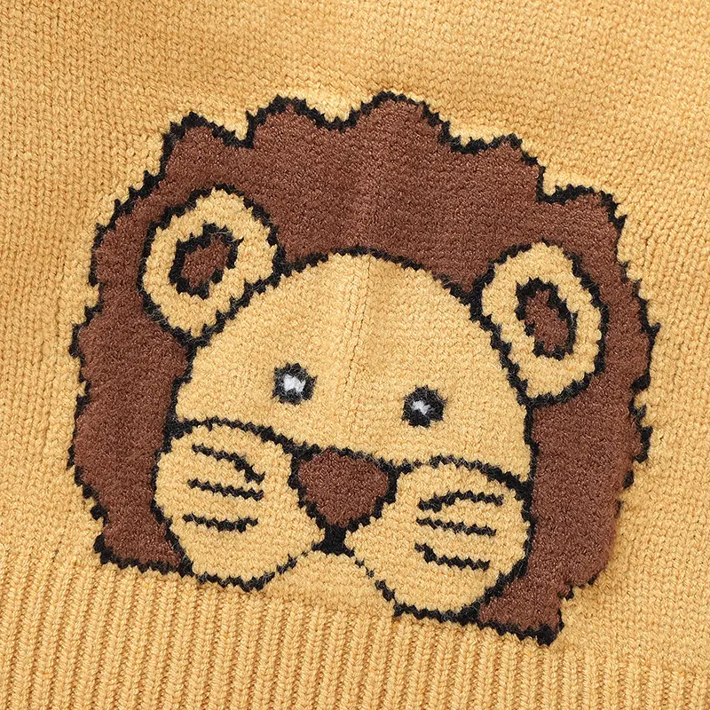 Cute Lion Knitted Baby Sweater Infant Boy Girls Pullovers Top Crew Neck Long Sleeve Autumn Winter Newborn Outerwear Warm Clothes
