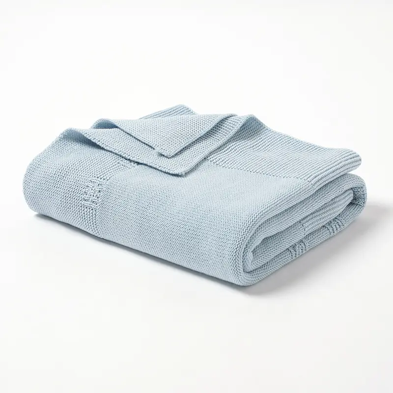Baby Cotton Knitted Blankets 100*80cm Newborn Breathable Infant Boys Girls Monthly Stroller Swaddle Wrap Toddler Quilts Cellular