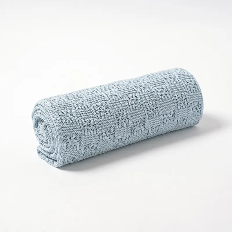 Baby Cotton Knitted Blankets 100*80cm Newborn Breathable Infant Boys Girls Monthly Stroller Swaddle Wrap Toddler Quilts Cellular