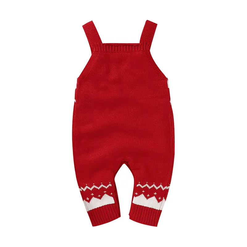 Baby Christmas Rompers Clothes Red Reindeer Knit Newborn Boy Girl Jumpsuits Winter Sleeveless Infant Kids Unisex Playsuits 0-18m