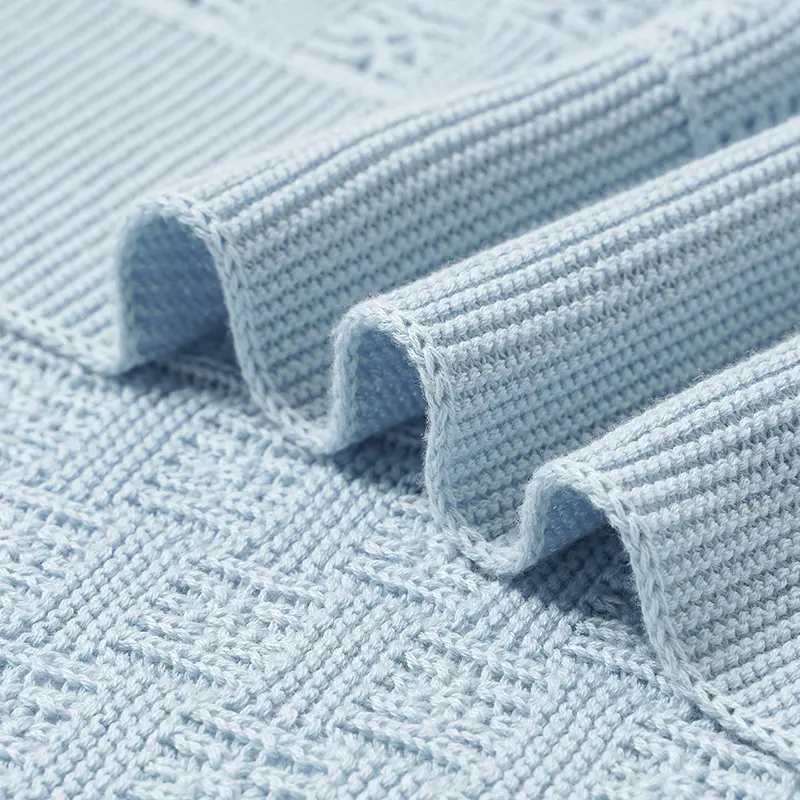 Baby Cotton Knitted Blankets 100*80cm Newborn Breathable Infant Boys Girls Monthly Stroller Swaddle Wrap Toddler Quilts Cellular