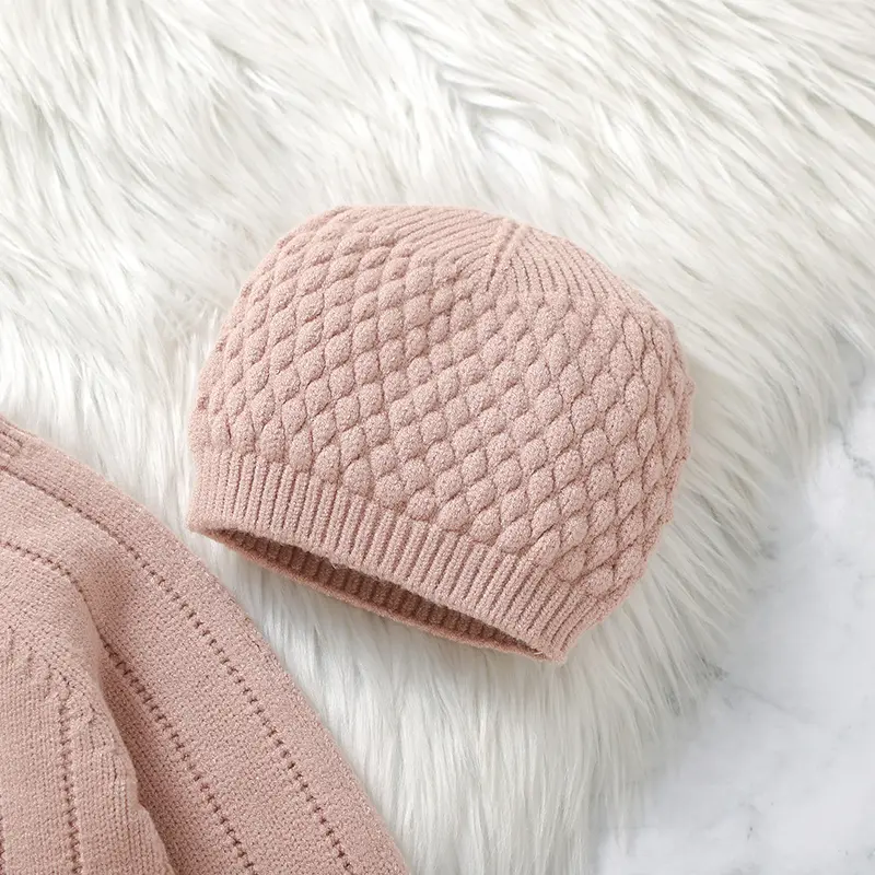 0-18m Autumn Winter Long Sleeve Knitted Newborn Boys Girls Jumpsuits Hats Outfits 2pcs/Sets Infant Overalls Baby Romper Clothes