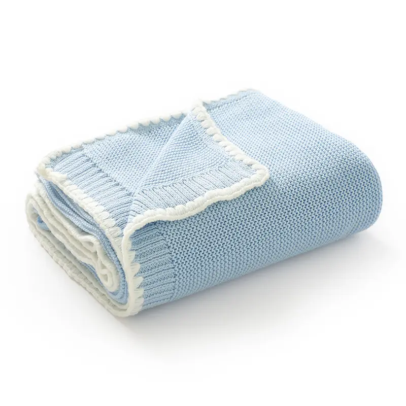 Baby Blankets Cotton Knitted Newborn Boys Girls Ultra-Soft Reversible Sleeping Covers Stuff for Stroller Bassinet 100*80cm Mats