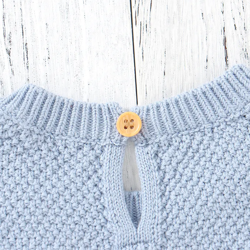 Baby Girls Cotton Rompers Sleeveless Knit Newborn Infant Blue Jumpsuits 0-18m One Piece Toddler Sunsuit Outfits Children Clothes