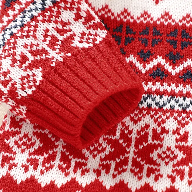 Winter Newborn Christmas Rompers 0-18m Red Reindeer Knit Infant Boys Girl Long Sleeve Playsuits Hats Set Toddler Outwear Clothes