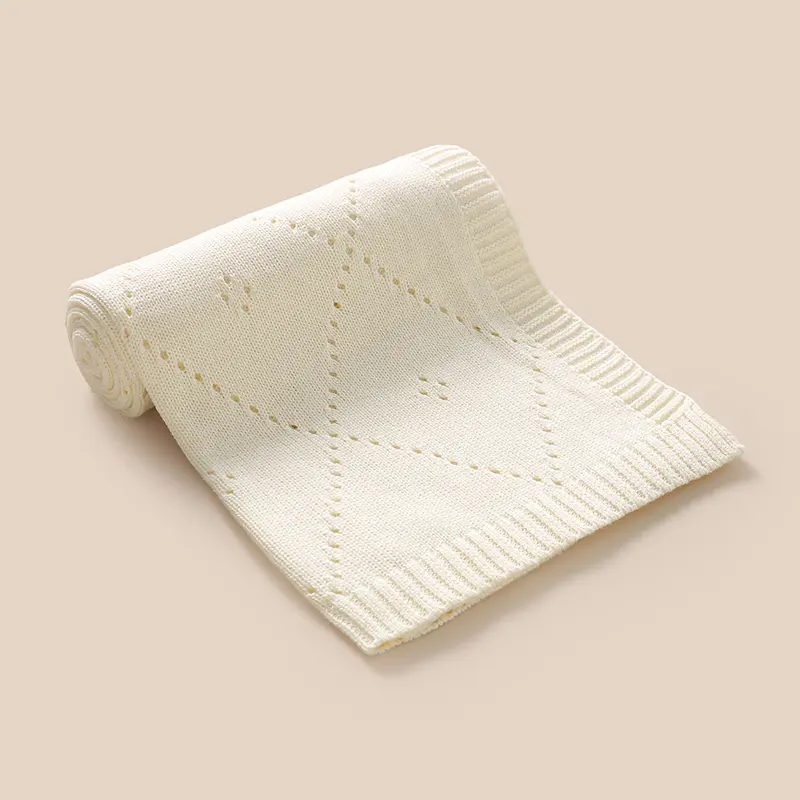 90*70cm Cotton Baby Stroller Blankets Swaddle Wrap Breathable Lightweight Knitted Newborn Boys Girls Bed Cellular Receiving Mats