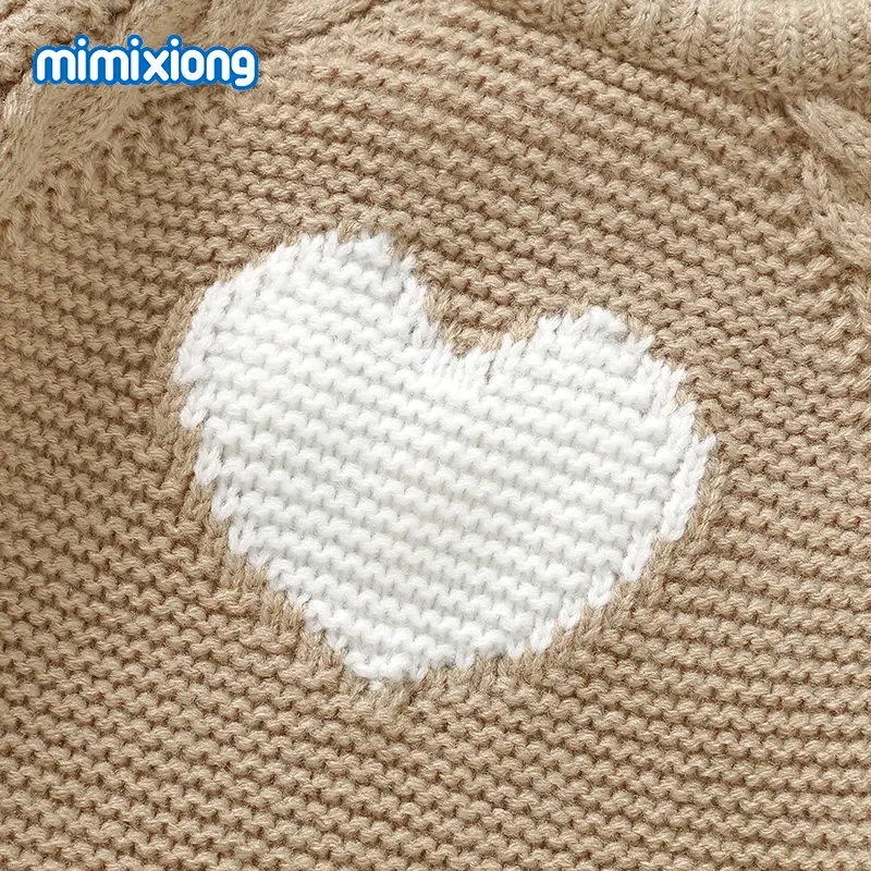 Baby Rompers Autumn Winter Long Sleeve Knitted Newborn Boys Girls Heart Jumpsuits 0-18m Winter One Piece Infant Toddler Outfits