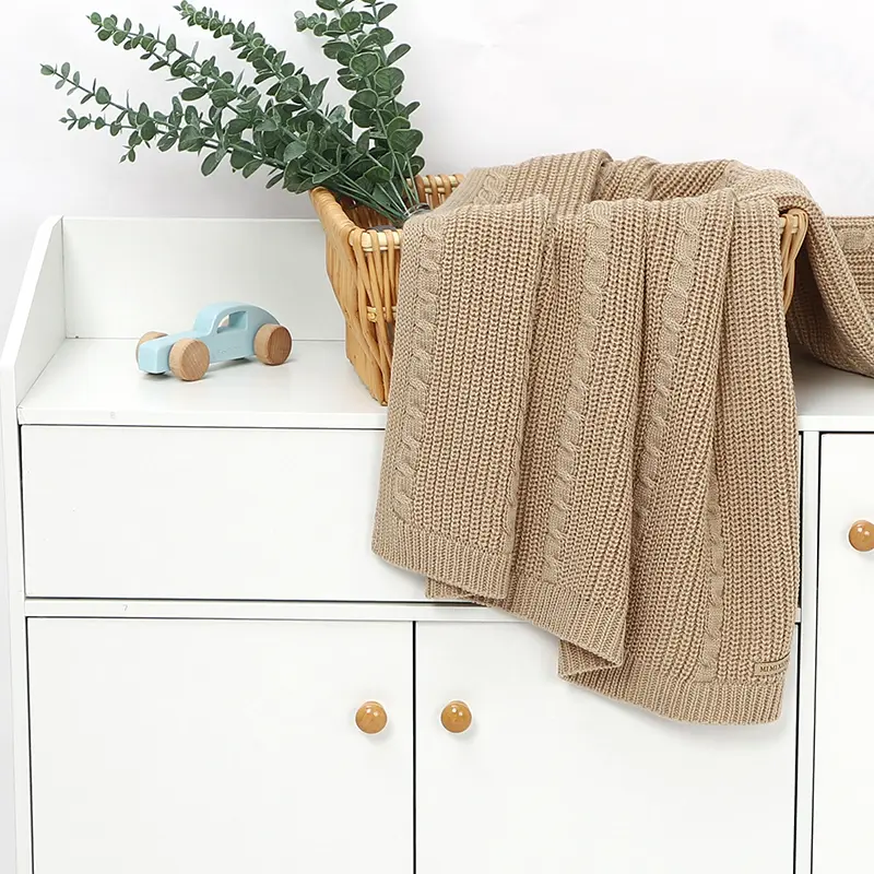100*80cm Newborn Netural Versatile Stroller Basket Swaddle Wrap Quilts Infant Receiving Mats  Baby Knitted Blankets Swaddle Wrap