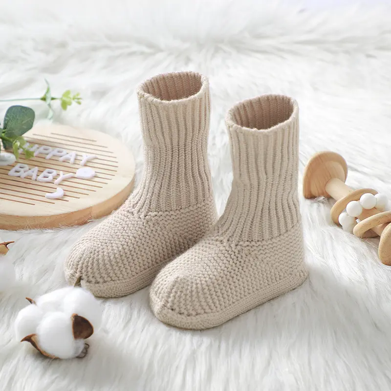 Newborn Baby First Walkers Winter Solid Red Green High-Top Soft Soled Infant Kid Boys & Girls Christmas Footwear Shoes Anti-Slip