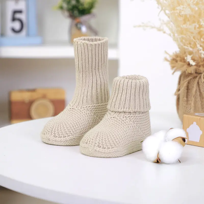 Newborn Baby First Walkers Winter Solid Red Green High-Top Soft Soled Infant Kid Boys & Girls Christmas Footwear Shoes Anti-Slip