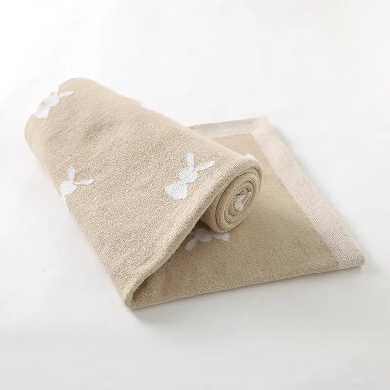 Newborn Baby Blankets Easter Rabbit Knitted Infant Boys Girls Cotton Month Swaddle Wrap Stroller Bedding Sleeping Cover 100*80cm