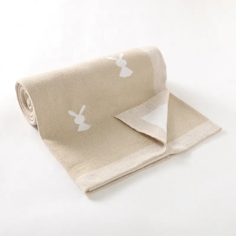 Newborn Baby Blankets Easter Rabbit Knitted Infant Boys Girls Cotton Month Swaddle Wrap Stroller Bedding Sleeping Cover 100*80cm