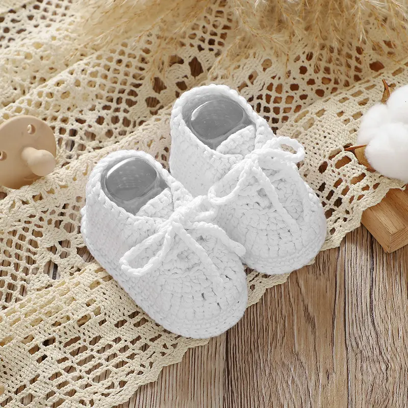 0-18m Autumn Winter Soft Soled Baby First Walkers Knitted Newborn Boys Girls Hand Crochet Socks Shoes Infant Footwear Prewalkers