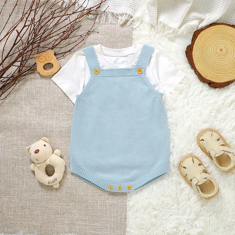 Baby Bodysuits Sleeveless Knitted Newborn Boys Girls Solid Cotton Onesie Infant Netural Jumpsuits One Piece Outfits Clothes 0-1Y