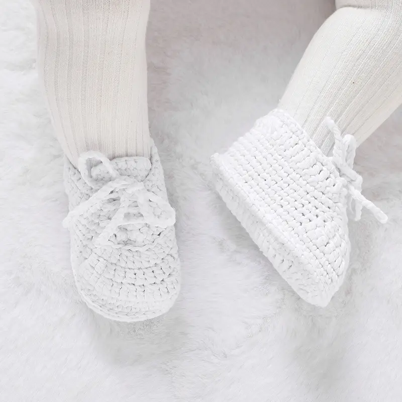 0-18m Autumn Winter Soft Soled Baby First Walkers Knitted Newborn Boys Girls Hand Crochet Socks Shoes Infant Footwear Prewalkers