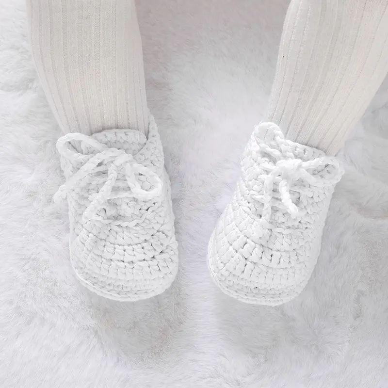 0-18m Autumn Winter Soft Soled Baby First Walkers Knitted Newborn Boys Girls Hand Crochet Socks Shoes Infant Footwear Prewalkers