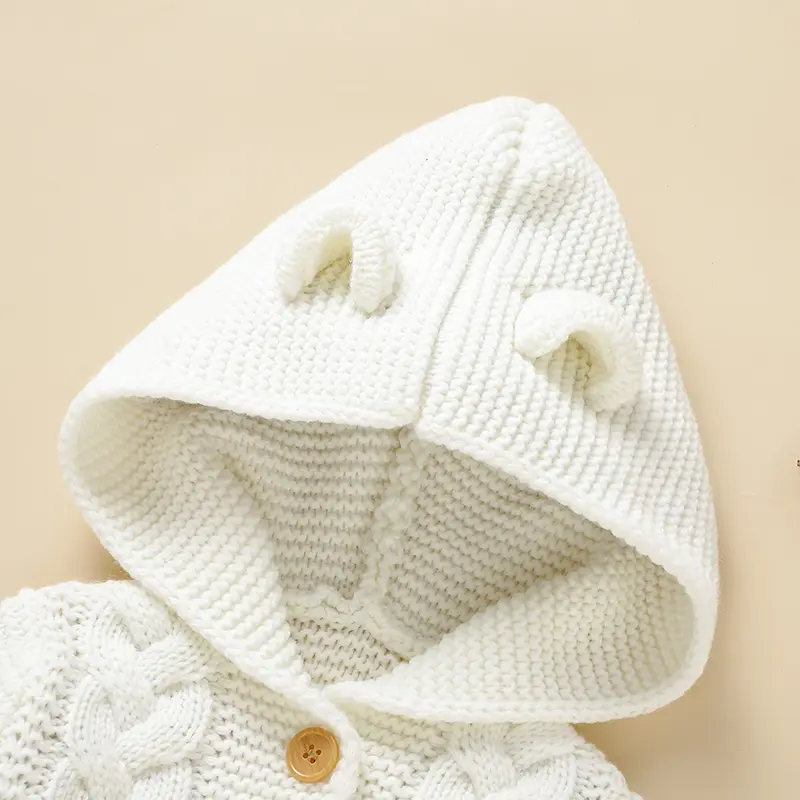 Spring Baby Sweaters Costumes 1-3Y Casual Hooded Long Sleeves Knitted Newborn Boys Girls Button Up Jackets Cardigans Infant Tops
