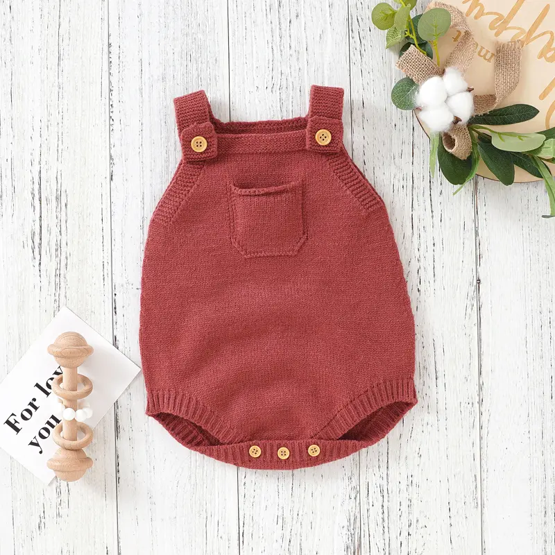0-18m Baby Boy Girl Bodysuits Spring Autumn Winter Solid Sleeveless Knitted Newborn Netural Onesie Clothes Infant Outwear Onesie