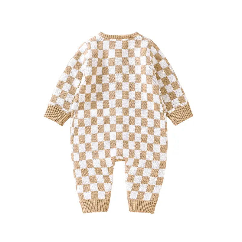 Baby Rompers Clothes Casual Long Sleeve Plaid Knit Newborn Boy Girl One Piece Jumpsuits Autumn Winter Infant Kids Unisex Outfits