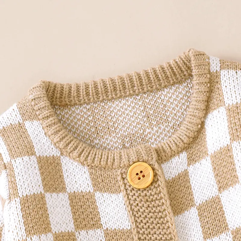 Baby Rompers Clothes Casual Long Sleeve Plaid Knit Newborn Boy Girl One Piece Jumpsuits Autumn Winter Infant Kids Unisex Outfits