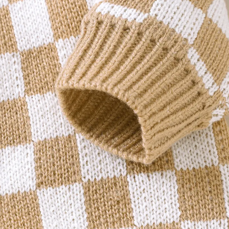 Baby Rompers Clothes Casual Long Sleeve Plaid Knit Newborn Boy Girl One Piece Jumpsuits Autumn Winter Infant Kids Unisex Outfits