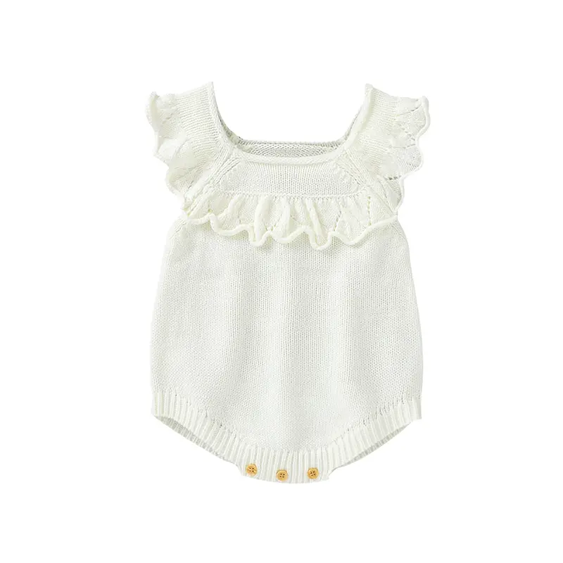 Newborn Infant Girls Bodysuits 0-18m Sleeveless Solid Color Knitted Newborn One Piece Onesie Jumpsuits Toddler Outfits Playsuits