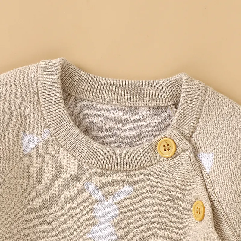 Newborn Baby Rompers Spring Easter Rabbit Knit Infant Boys Girls Cotton Jumpsuits Playsuits Long Sleeve Toddler Overalls Clothes