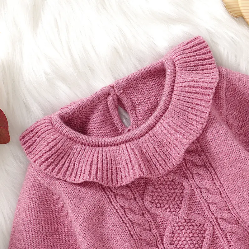 Winter Baby Girls Sweaters Dress Spring Autumn Pink Long Sleeve Knitted Infant Toddler Outwear Birthday Dresses Clothes 1-3Y Top