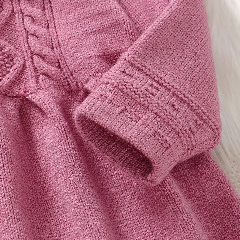 Winter Baby Girls Sweaters Dress Spring Autumn Pink Long Sleeve Knitted Infant Toddler Outwear Birthday Dresses Clothes 1-3Y Top