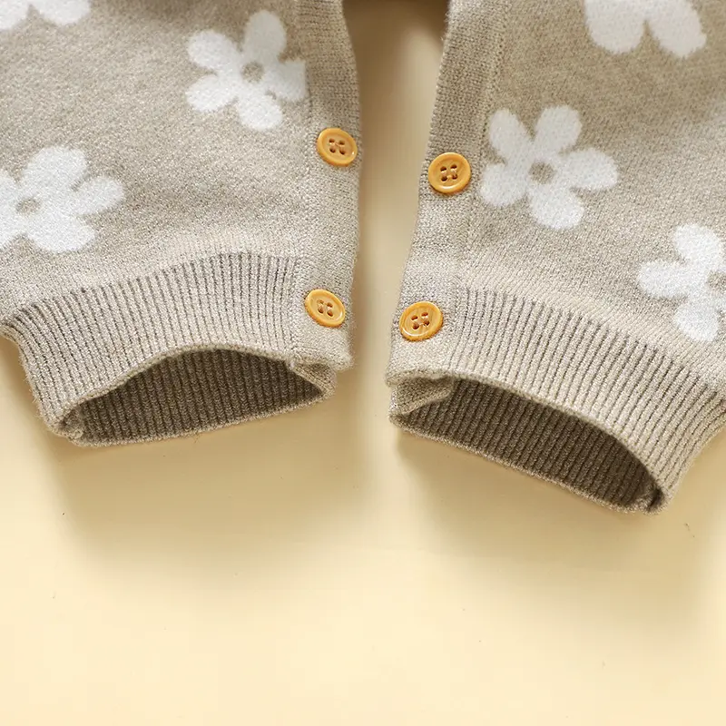 Baby Girls Rompers Fashion Floral Knit Newborn Infant Spring Autumn Long Sleeve Jumpsuits Playsuits Winter Toddler Overall 0-18m