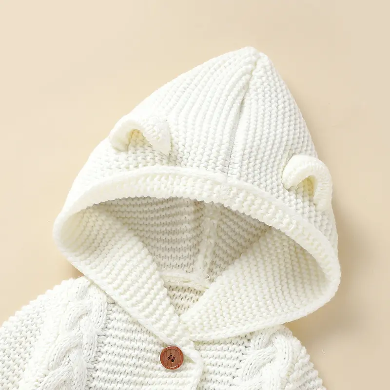 Baby Knitted Rompers Clothes Winter Hooded Long Sleeve Newborn Boys Girls Jumpsuits Outfits 0-18m Infant Playsuits One Pieces