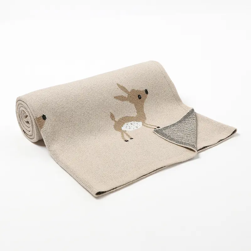 Baby Blankets Knitted Super Soft Newborn Infant Cotton Stroller Bed Sleeping Covers Cute Deer Toddler Girls Boys Sofa Crib Quilt
