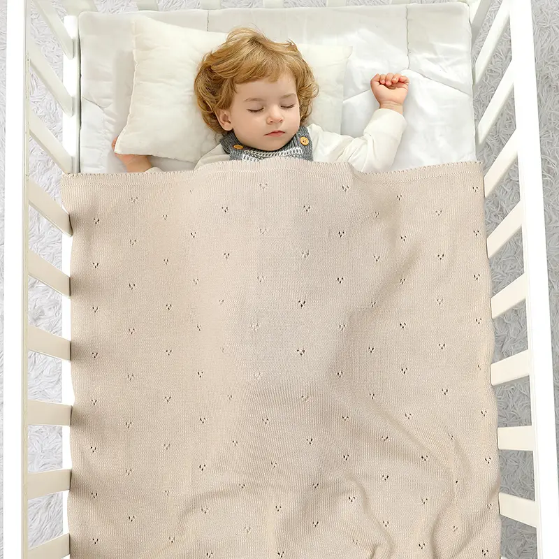 90*70cm Baby Cotton Knitted Blankets Newborn Infant Boys Girls Stroller Nursery Swaddle Wrap Cuddle Quilts Toddler Receiving Mat