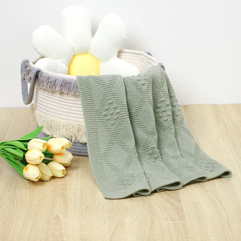 Newborn Baby Blankets Knitted 90*70cm Ultra-Soft Reversible Infant Boys Girls Stroller Bassinet Swaddle Wrap Cradle Quilts Cover