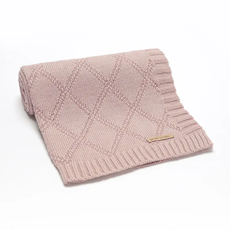 Baby Blankets Ultra-Soft Reversible Knitted Newborn Netural Cotton Swaddle Wrap Cradle Quilts for Infantil Boys Girls Breathable