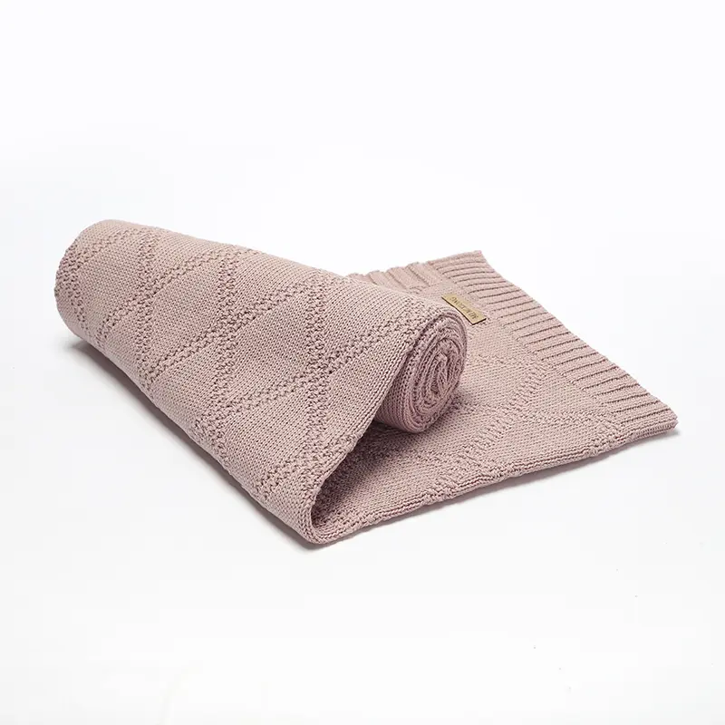 Baby Blankets Ultra-Soft Reversible Knitted Newborn Netural Cotton Swaddle Wrap Cradle Quilts for Infantil Boys Girls Breathable
